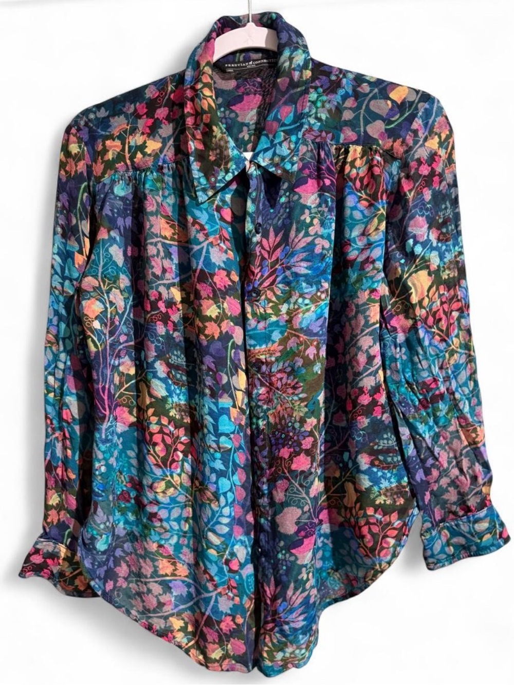 Peruvian Connection Multicolor Floral Button-Down Shirt